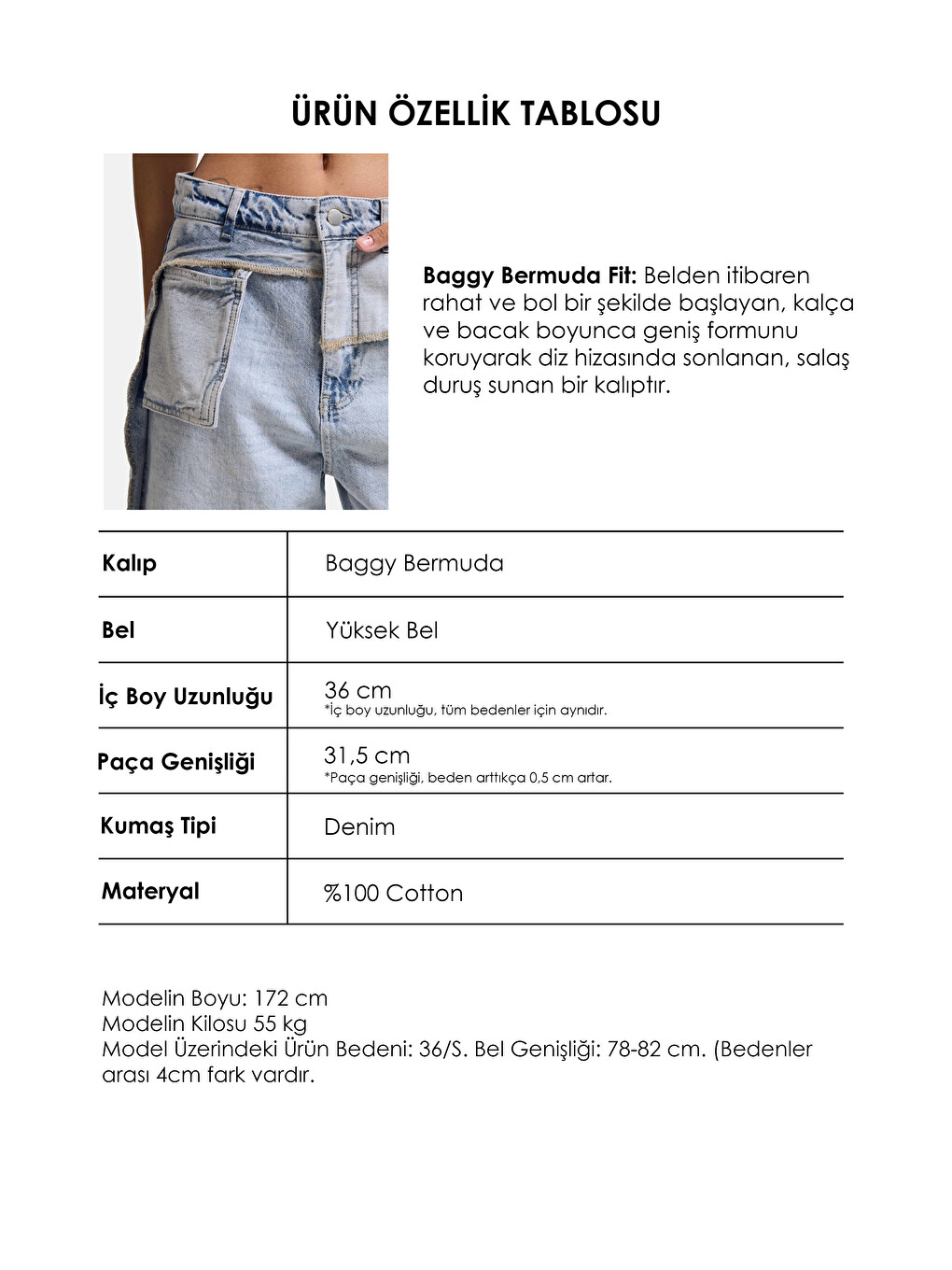 Mavi Kadın Ice 4s6-3 Maxi Baggy Bermuda Tasarım Denim Jort-3