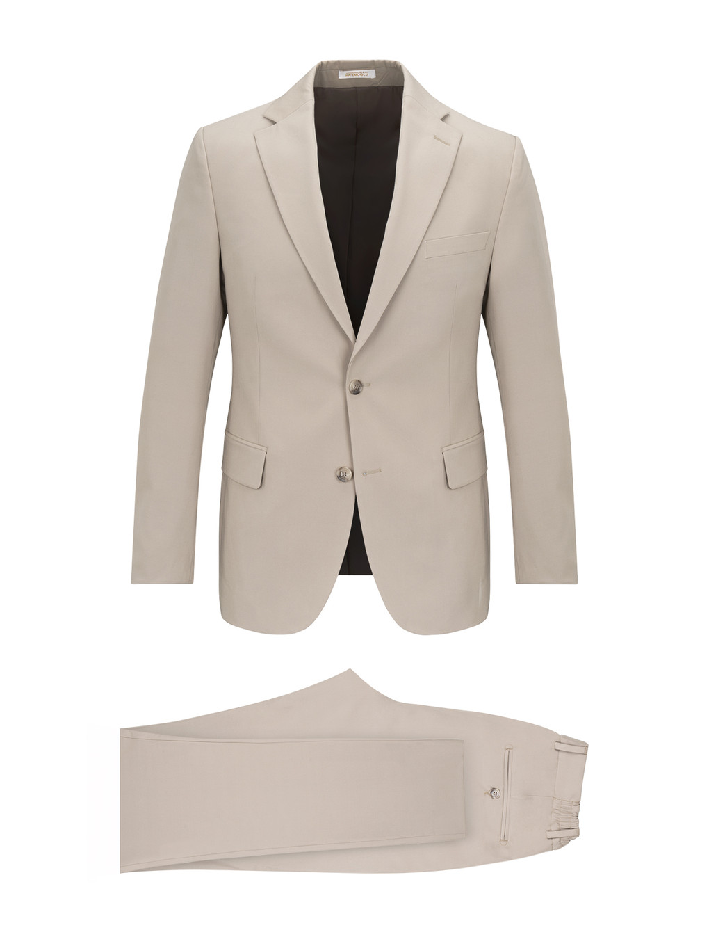 Bej Comfort Fit Mono Yaka Takım Elbise