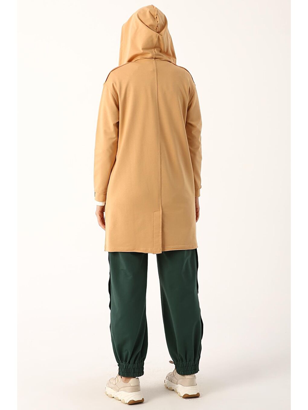 Açık Bej-Pis Dikişli Fermuarlı Hırka-3