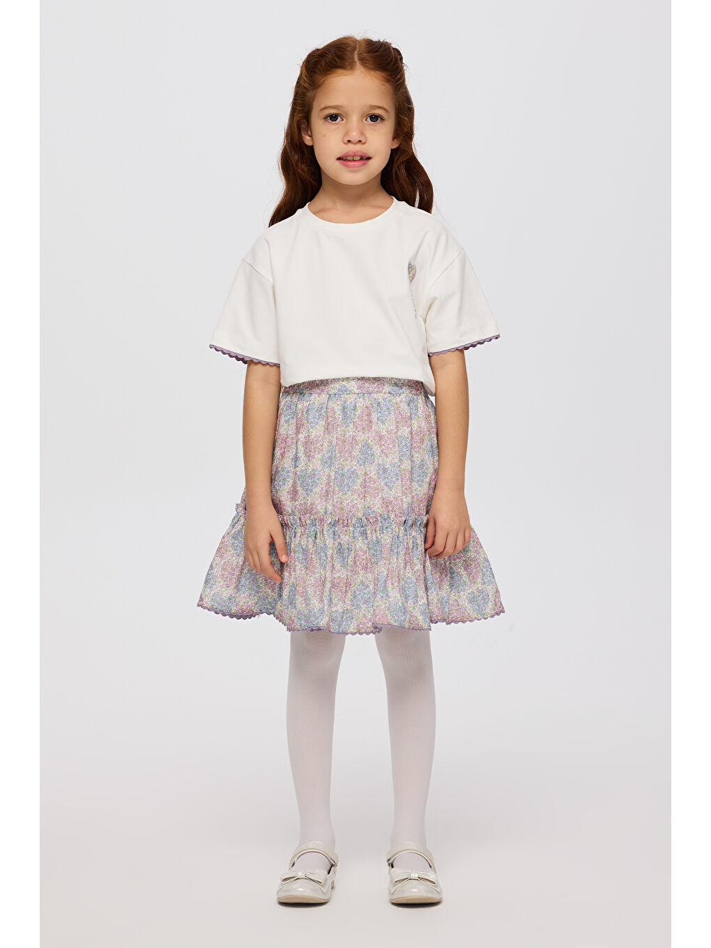 Lila Liberty Kumaş Çiçek Desenli Kız Çocuk Etek