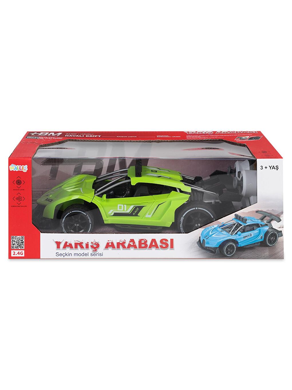 Seher Oyuncak Büyük Boy 1:14 Yarışçı Uzaktan Kumandalı Araba 2.4G Işıklı Ve Duman Atan - Yeşil-5