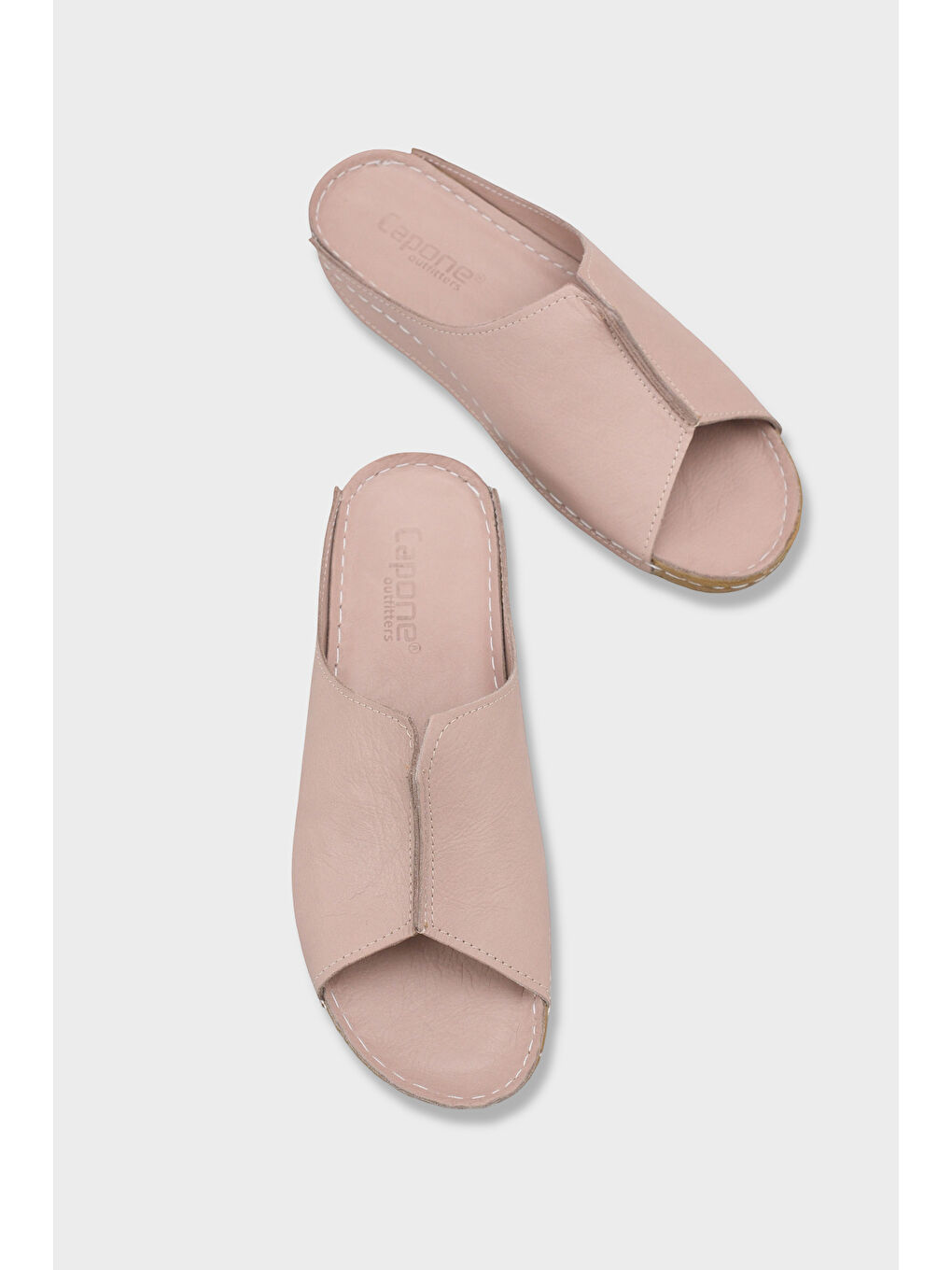 Bej Marielle Hakiki Deri Soft Konfor Kadın Terlik-5