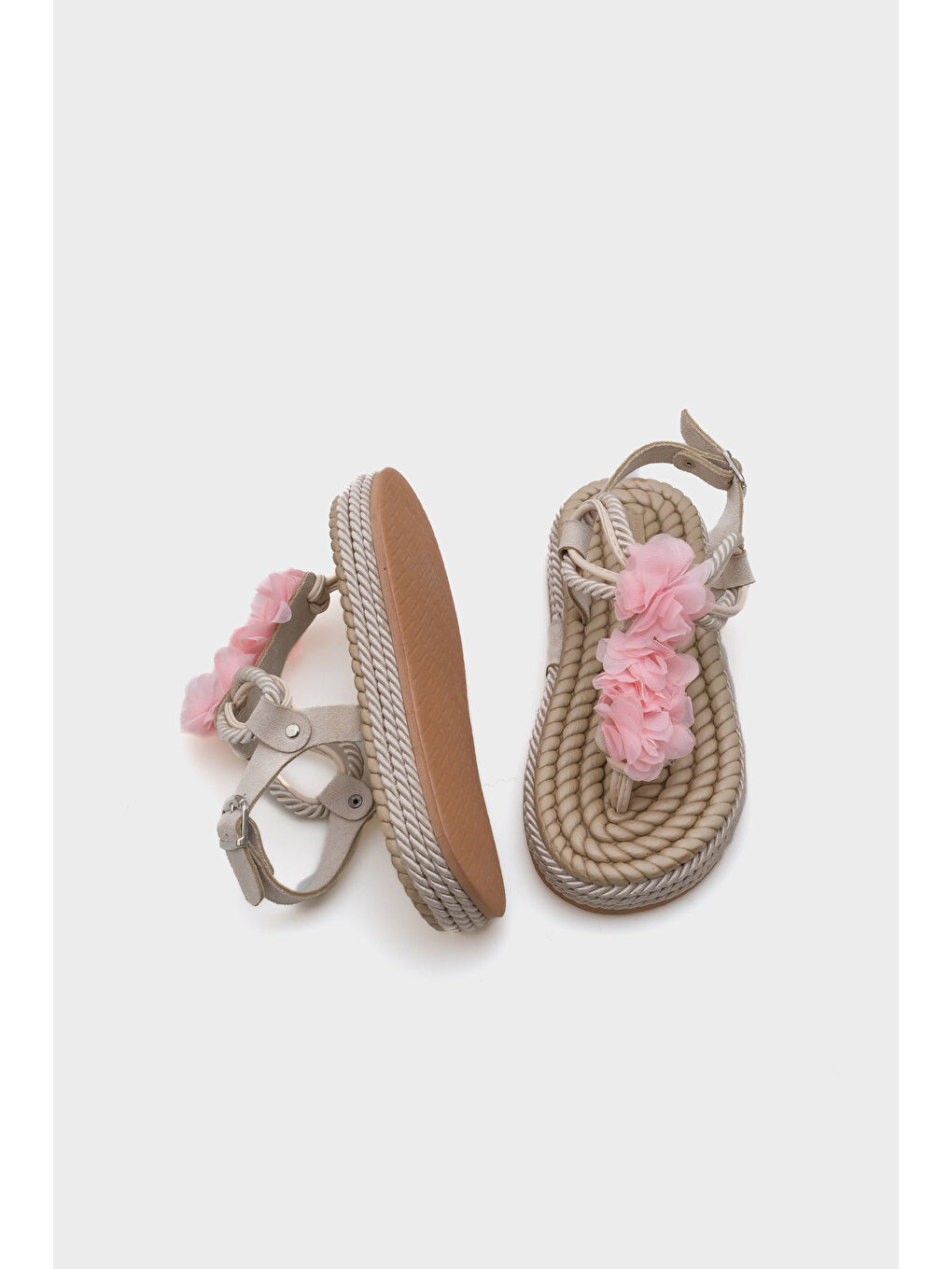 Bej Cornelia Hasır Parmak Arası Çiçekli Kadın Sandalet-4