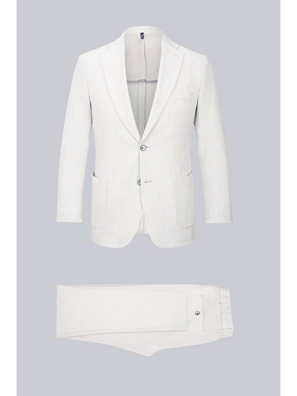 Bej Taş Slim Fit Mono Yaka Klasik Takım Elbise