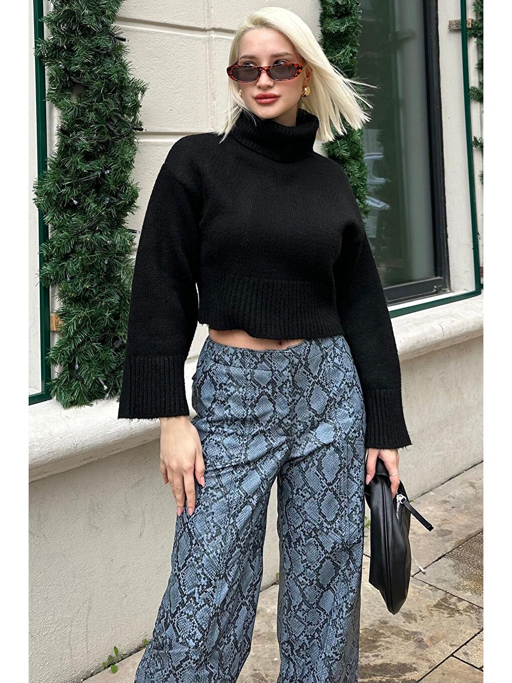 Siyah Boğazlı Kadın Triko Kazak Mg2255-2