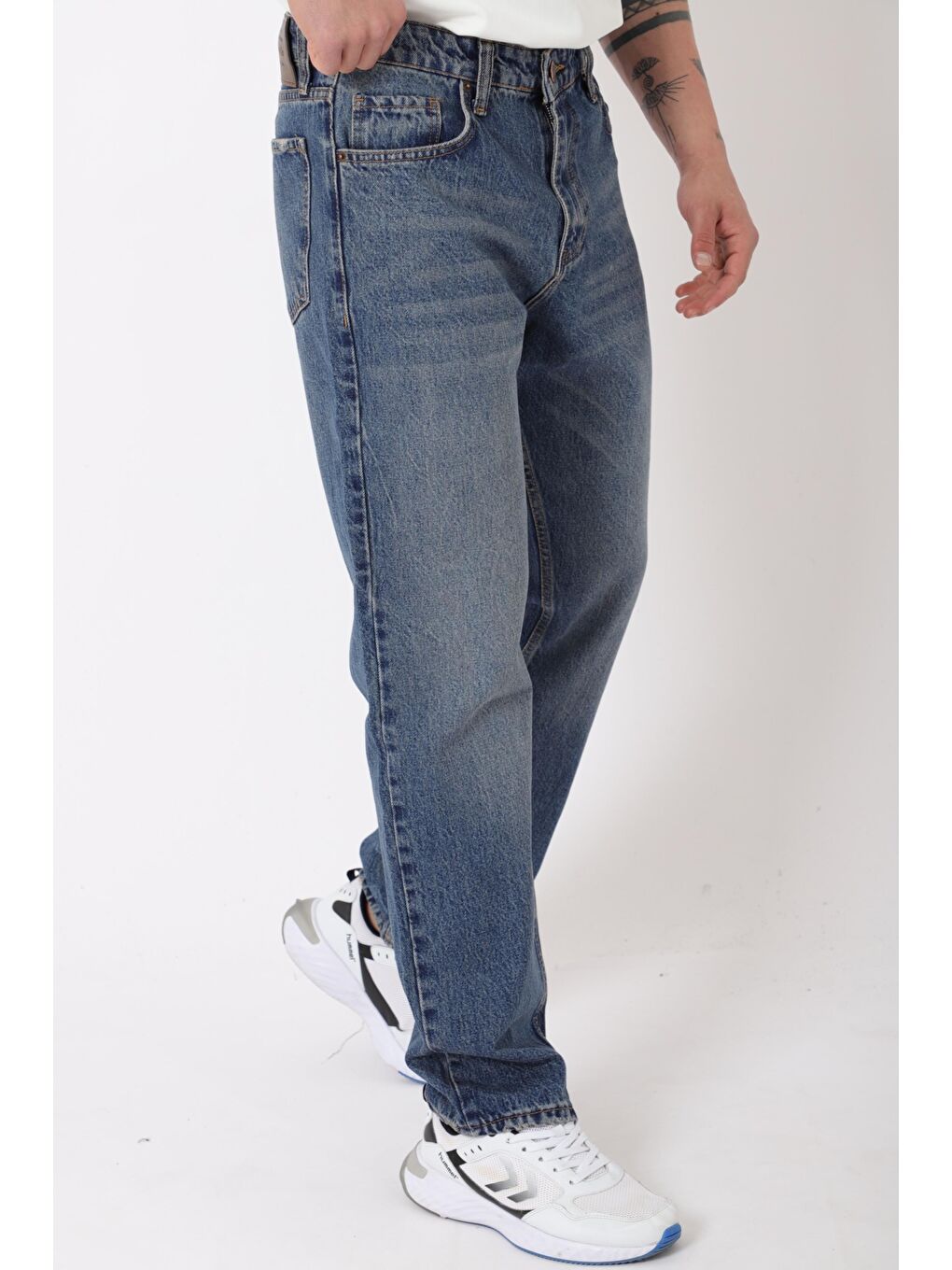 Turkuaz Rahat Baggy %100 Pamuk Jean Pantolon MM_0405