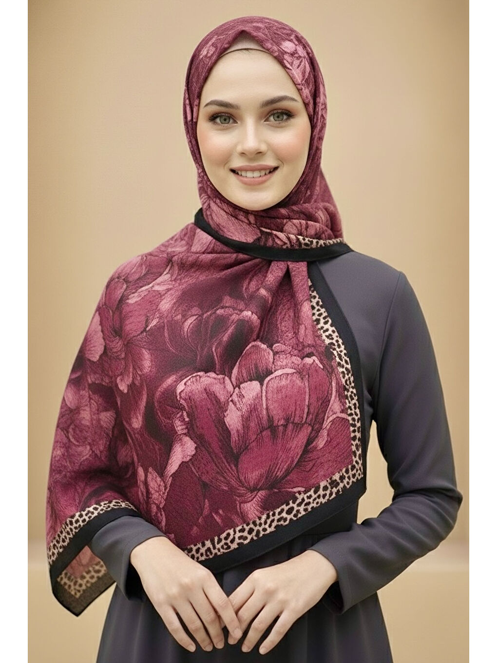 Pembe Rustik Bloom Serisi Bambu Crash Şal Gül - 28002-GUL-1