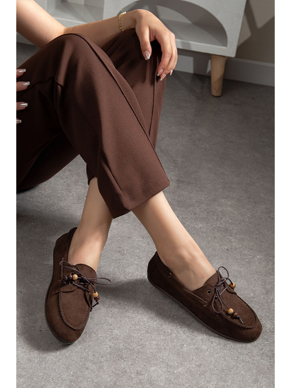 Kahverengi BA01 Günlük Ortopedik Kadın Babet Ayakkabı-1