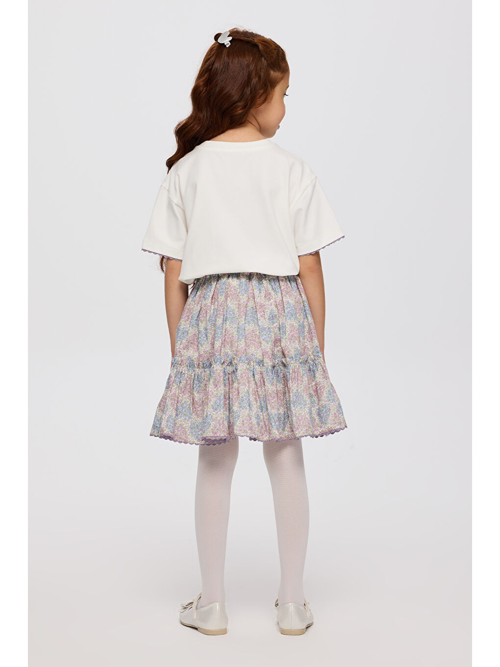 Lila Liberty Kumaş Çiçek Desenli Kız Çocuk Etek-6