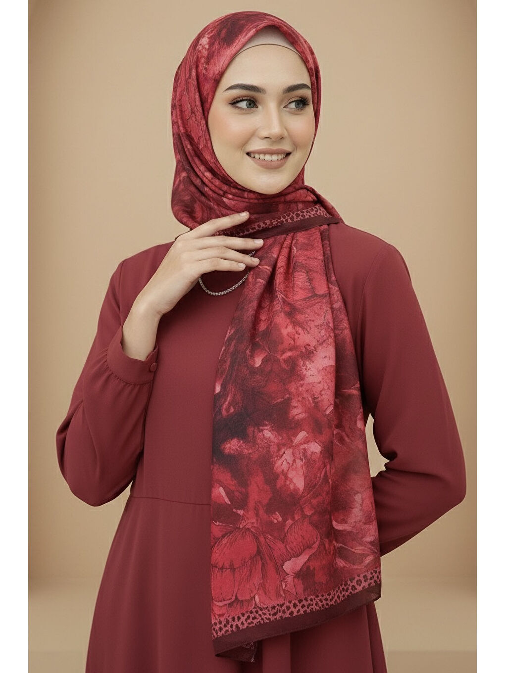 Kırmızı Rustik Bloom Serisi Bambu Crash Şal Kirmizi - 28002-KIRMIZI