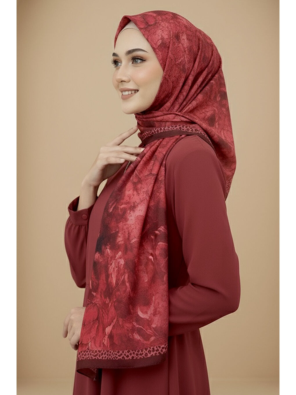 Kırmızı Rustik Bloom Serisi Bambu Crash Şal Kirmizi - 28002-KIRMIZI-1