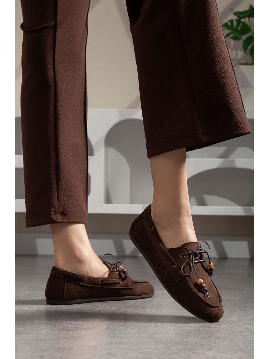 Kahverengi BA01 Günlük Ortopedik Kadın Babet Ayakkabı-2