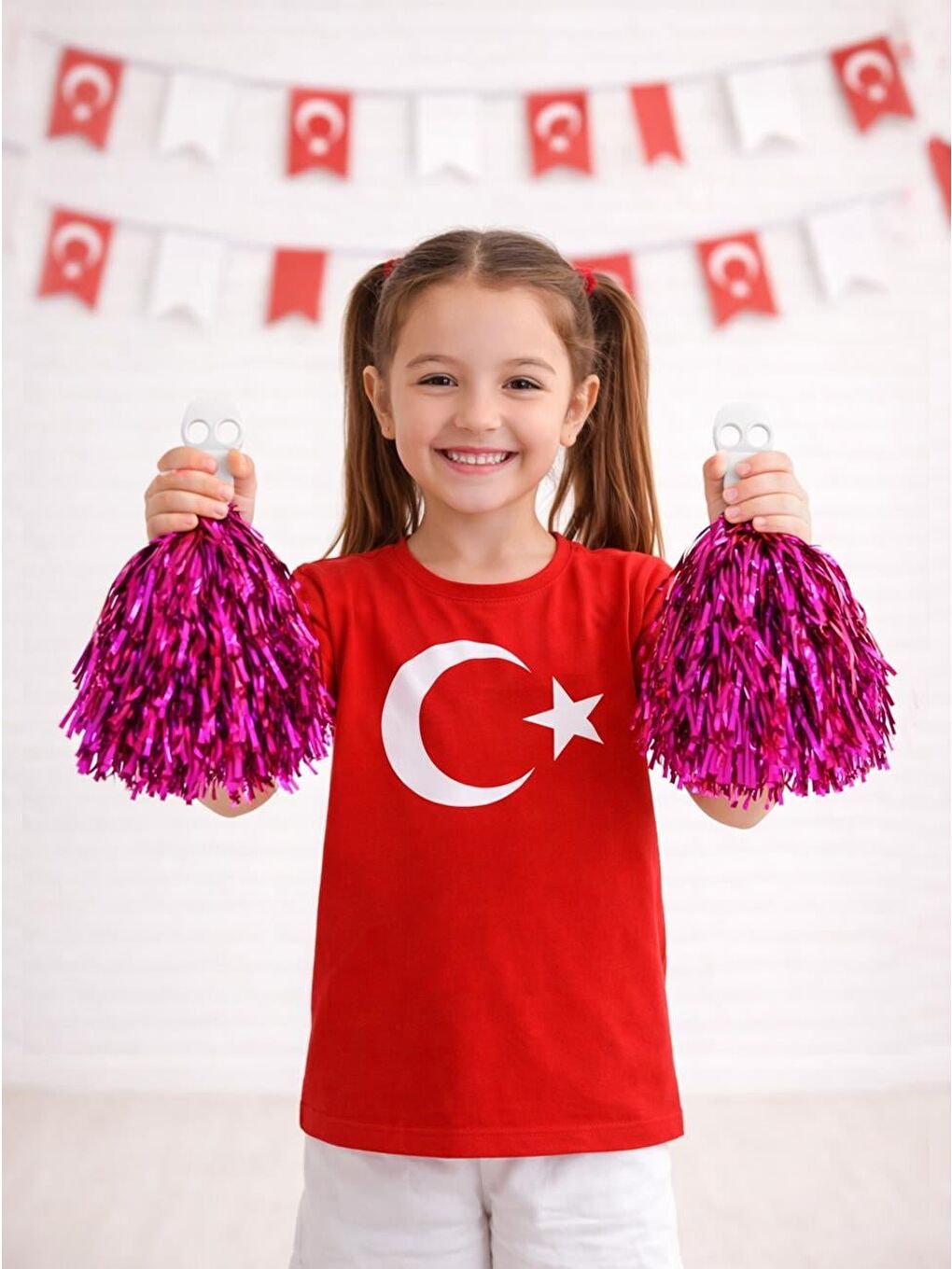 Fuşya Metalik Ponpon – Milli Bayram Gösteri Ponponu 2'li