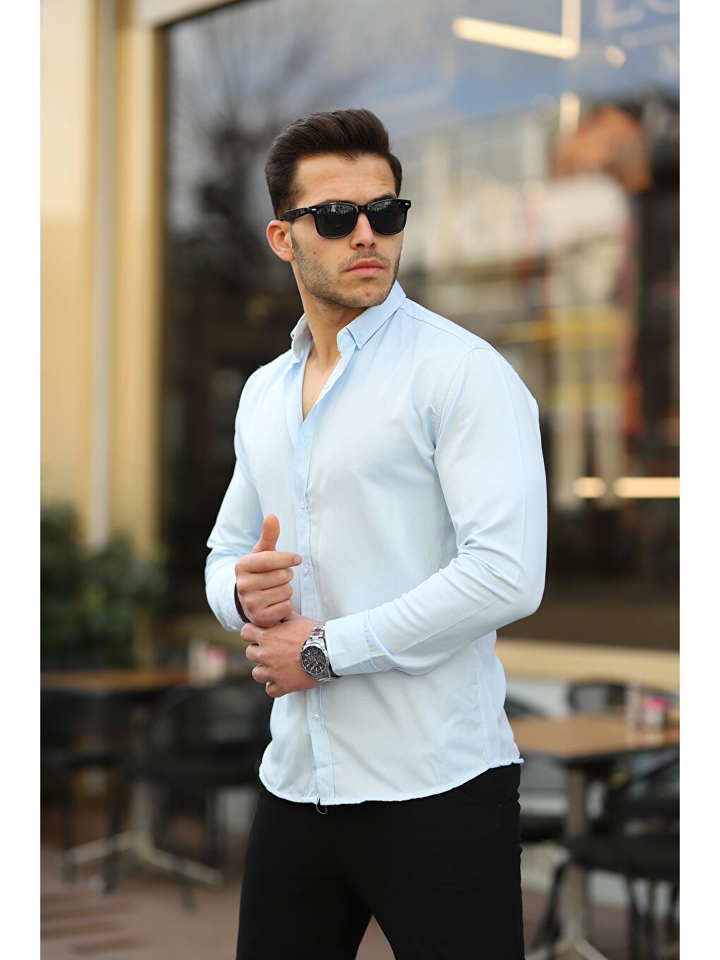 Mavi Erkek Klasik Slim Fit Gömlek-1