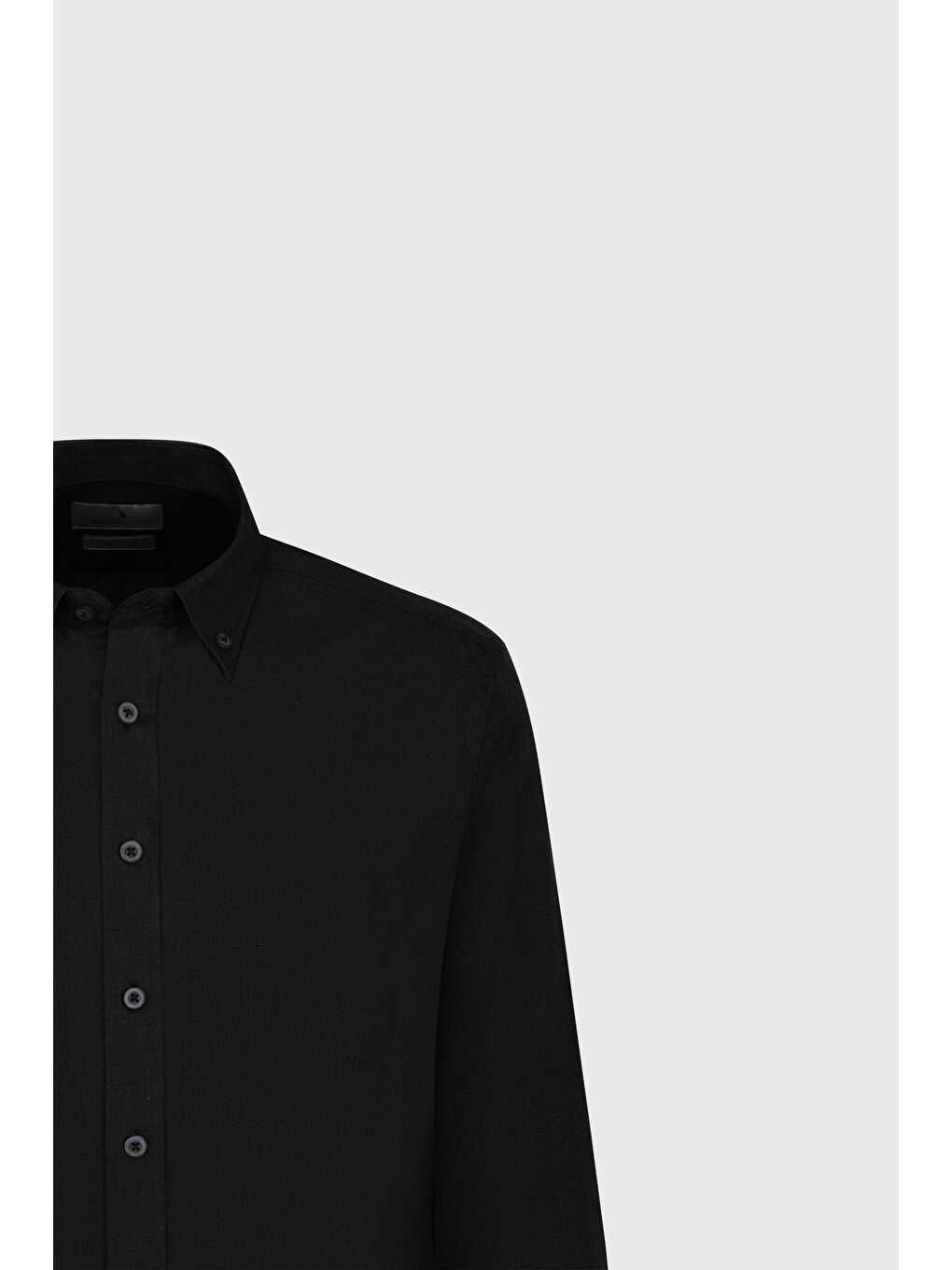 Erkek Siyah Comfort Fit Rahat Kesim %100 Keten Düğmeli Yaka Gömlek-6