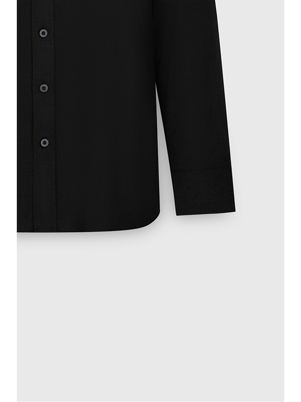 Erkek Siyah Comfort Fit Rahat Kesim %100 Keten Düğmeli Yaka Gömlek-7