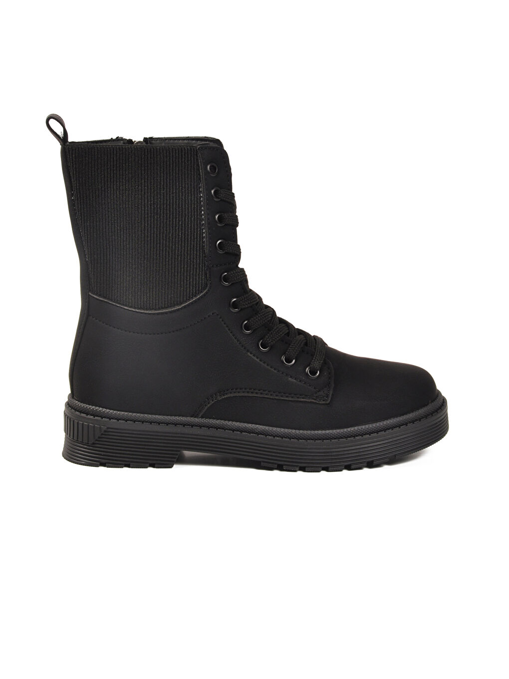 Siyah Nubuk İçi Polarlı Fermuarlı Uzun Kaymaz Taban Kadın Bot 23002 Z-1