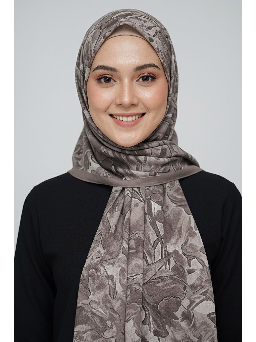 Bej Elegance Flora Serisi Bambu Crash Şal Vizon - 28003-VIZON-1