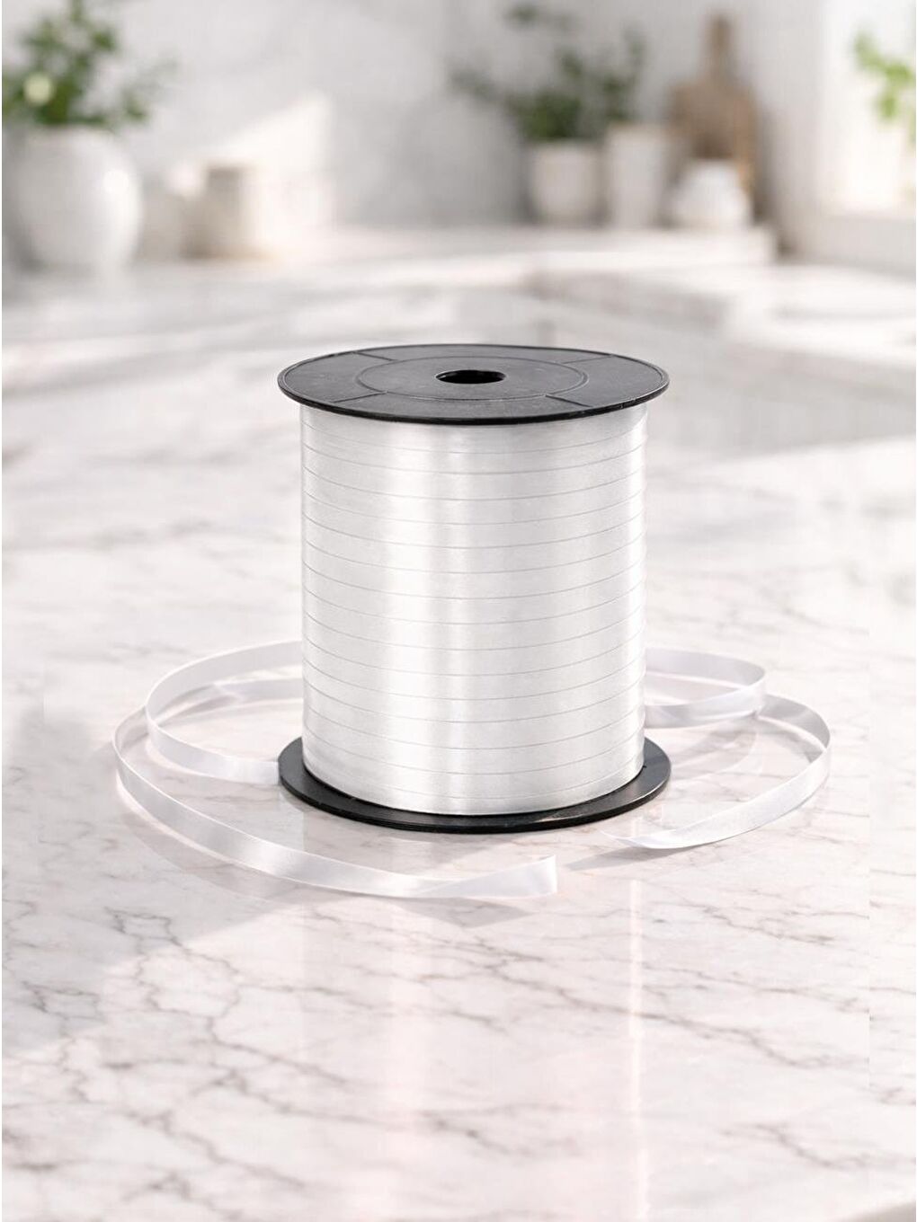 Beyaz Rafya Kurdele – Hediye Paketleme Balon Bağlama Şeridi 5 mm 8 Mt