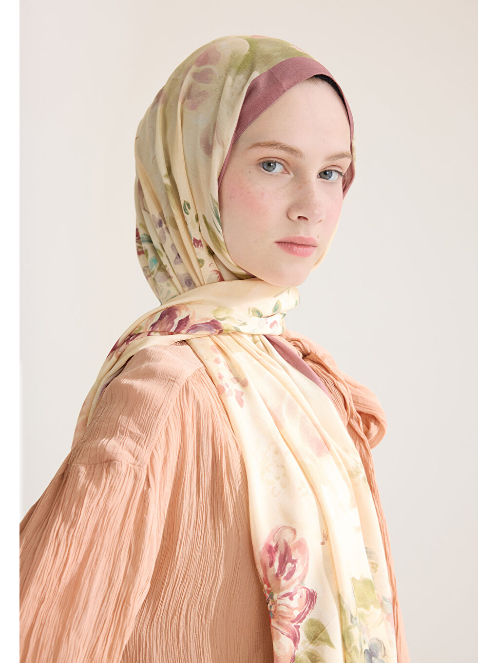 Peony Harmony Floş Viskon Şal Soft Pembe-3