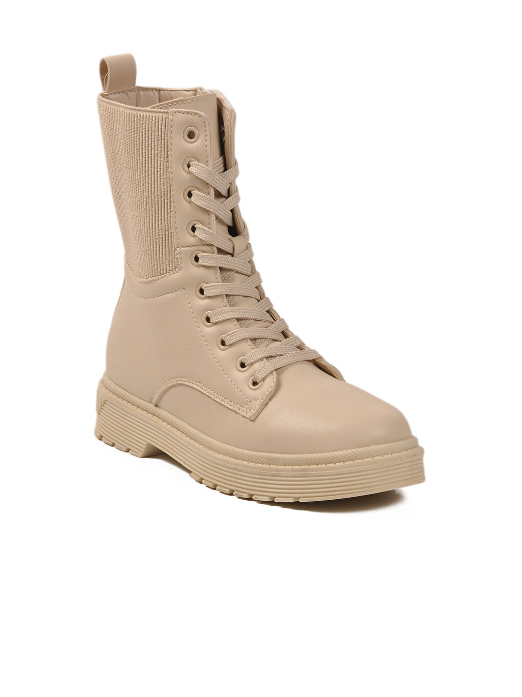 Bej İçi Polarlı Fermuarlı Uzun Kaymaz Taban Kadın Bot 23002 Z-2