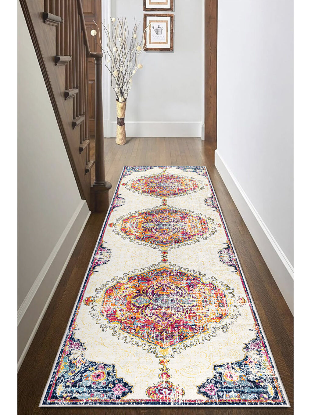 Turuncu Dekoratif Özel Tasarım Yıkanabilir İnce Kaymaz Tabanlı Modern Halı KECE FR23-4