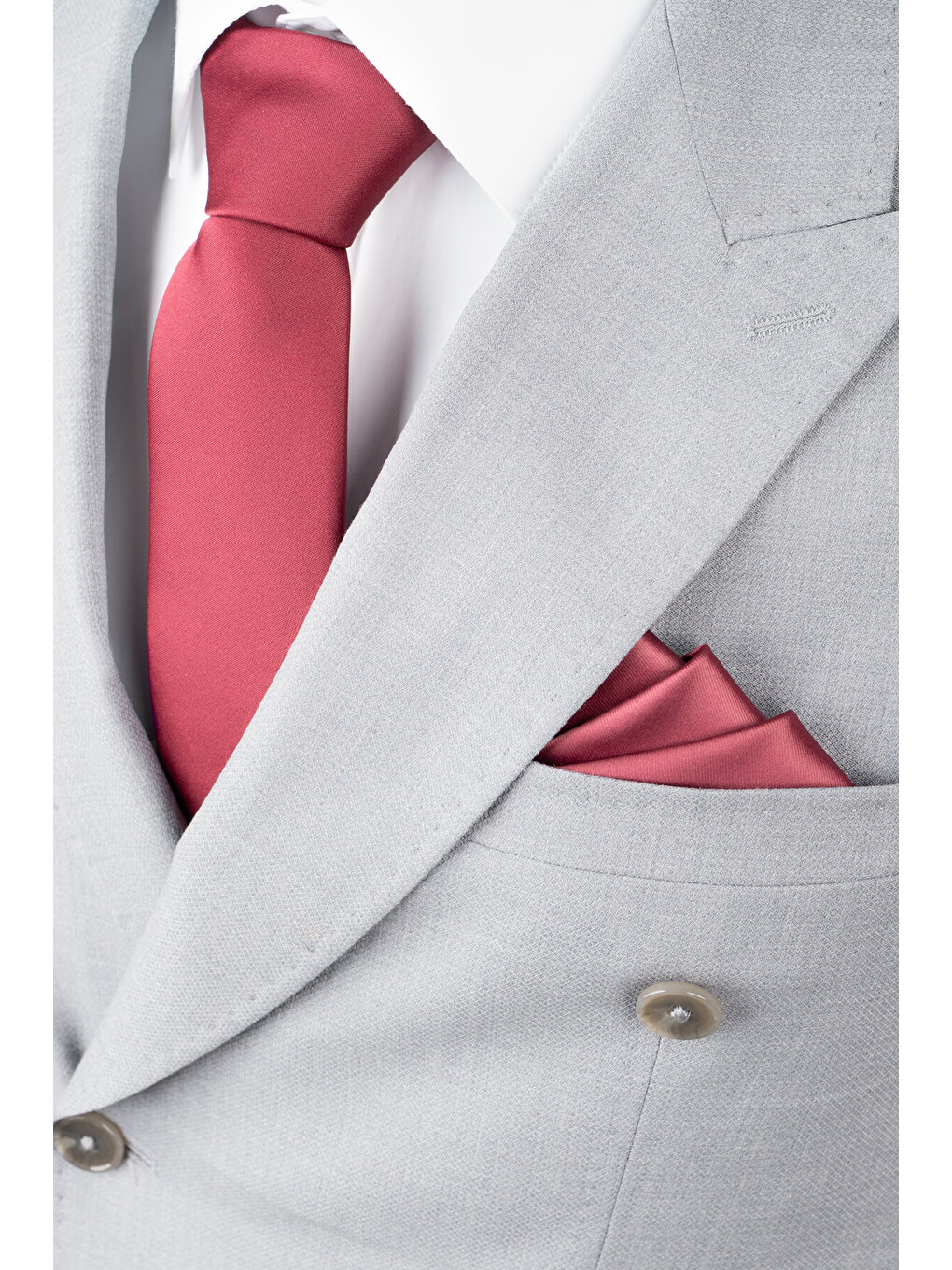 Gri Regular Fit Kruvaze Takım Elbise-1