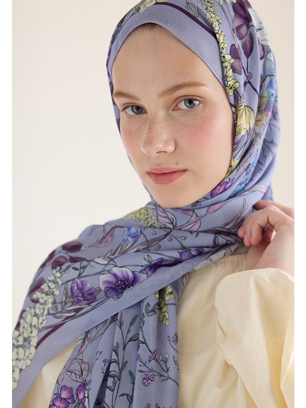 Lila Valentına Floş Viskon Şal Lavanta-1