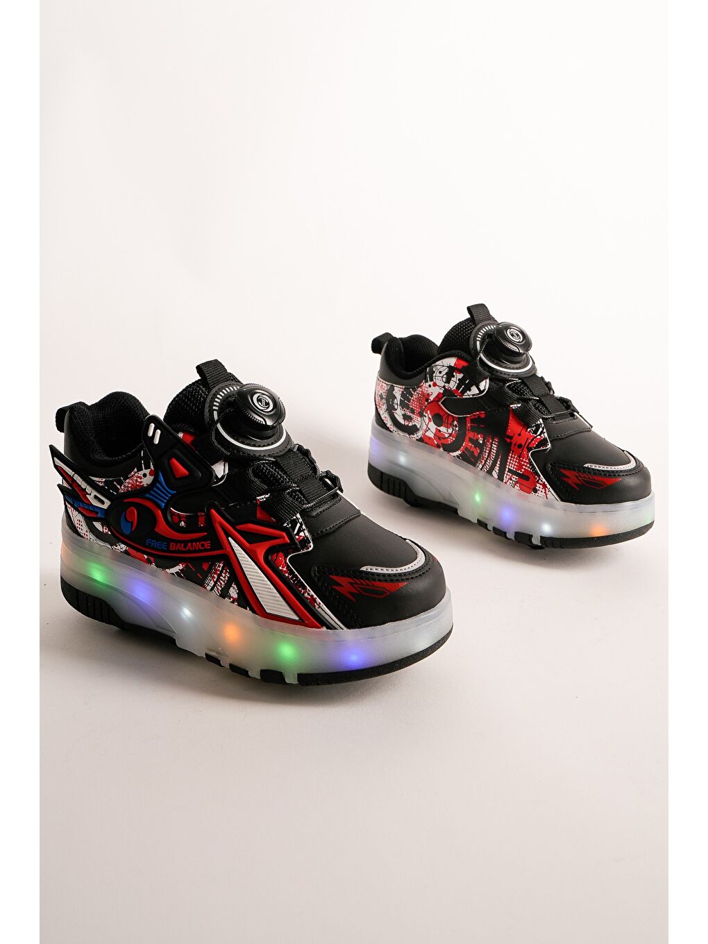 Siyah PATO Çocuk Işıklı Patenli Tekerlekli Sneaker Spor Ayakkabı-1