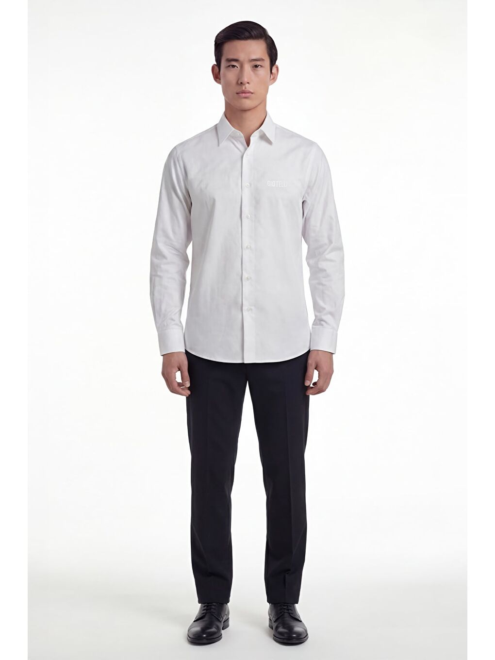 Giotelli Erkek Beyaz Dar Kesim Slim Fit %100 Pamuk Klasik Yaka Gömlek-1