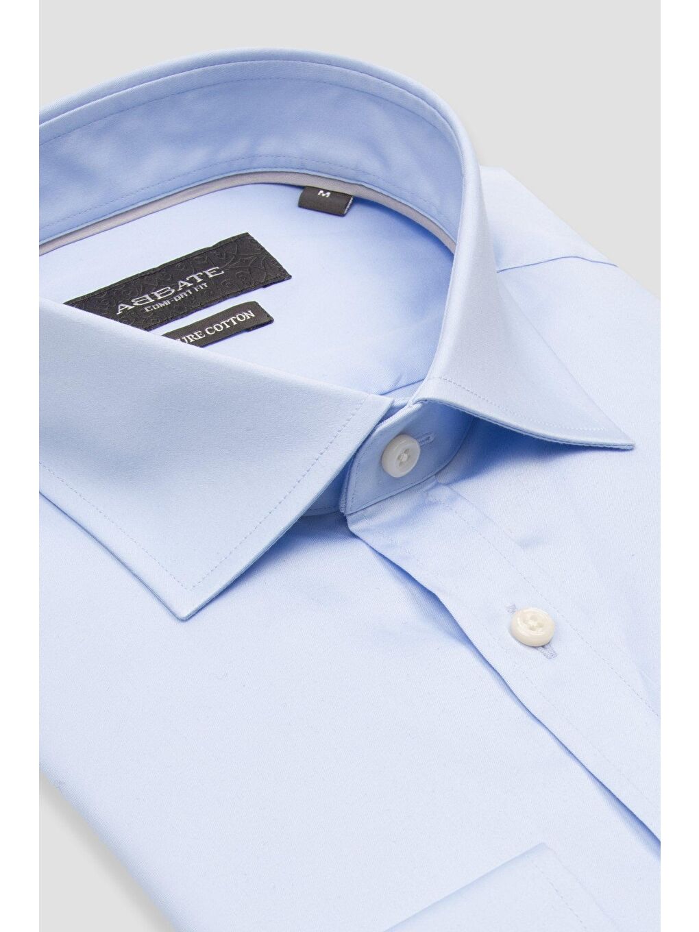 Leonardo Saten Pamuklu Comfort Fit Açık Mavi Klasik Yaka Erkek Düz Gömlek-1