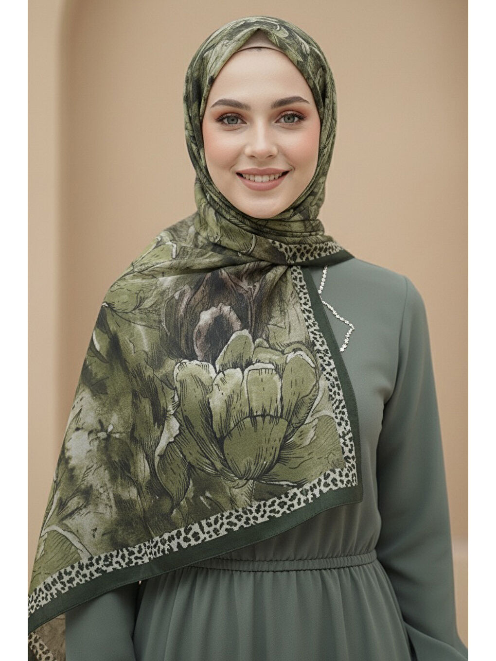 Rustik Bloom Serisi Bambu Crash Şal Haki - 28002-HAKI-1