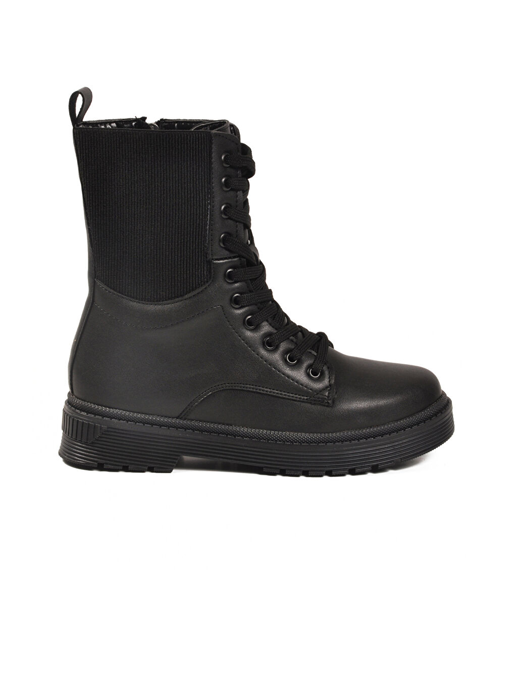 Siyah İçi Polarlı Fermuarlı Uzun Kaymaz Taban Kadın Bot 23002 Z-1