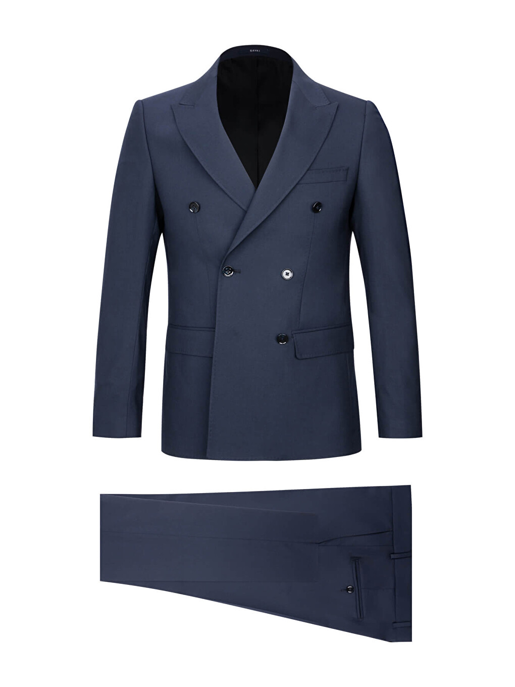 Lacivert Regular Fit Kruvaze Takım Elbise