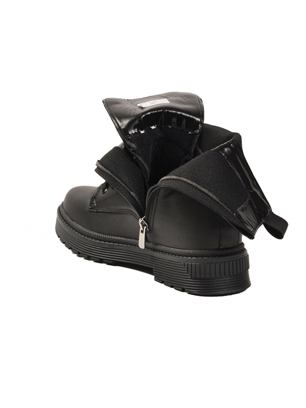 Siyah İçi Polarlı Fermuarlı Uzun Kaymaz Taban Kadın Bot 23002 Z-3