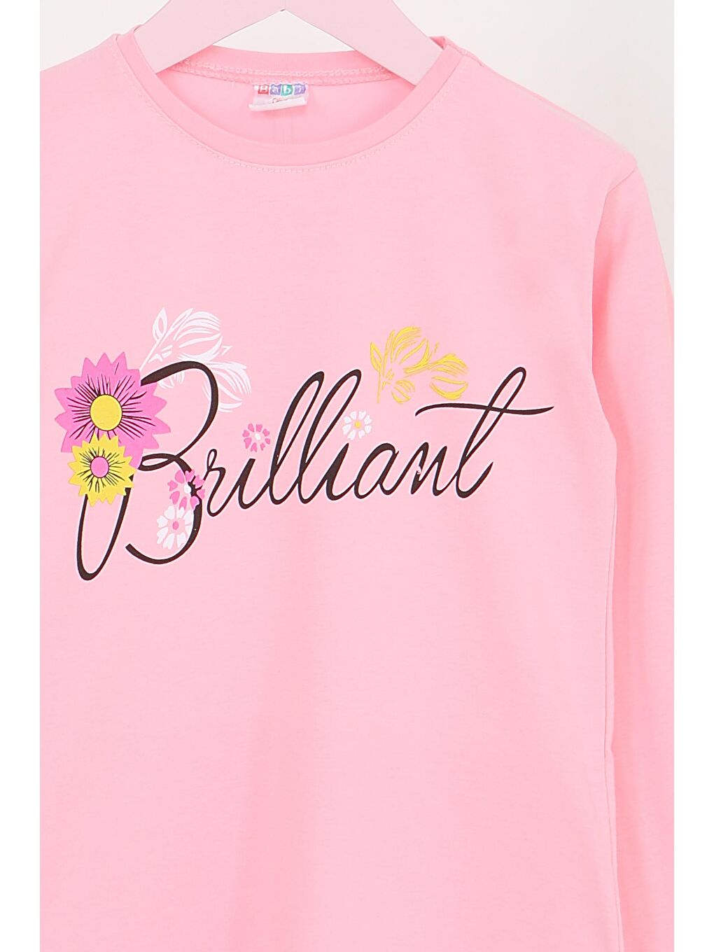 Kız Çocuk Pembe Uzun Kollu Baskılı Penye Badi - 27699-1