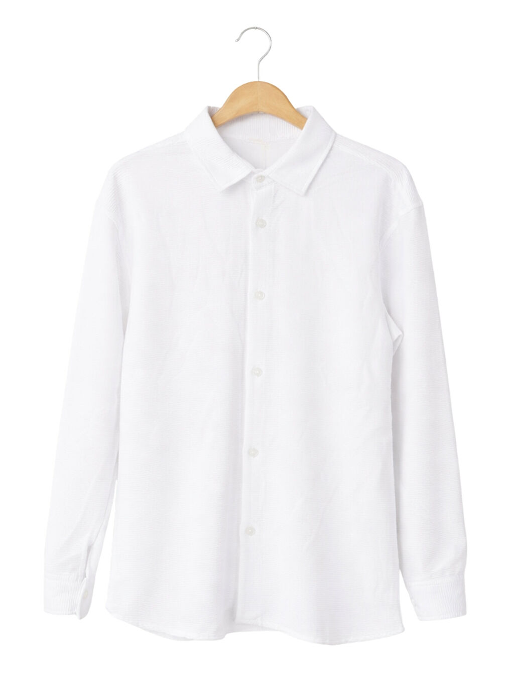 Erkek Çocuk Modern Kesim Beyaz Polyester Basic Gömlek-2