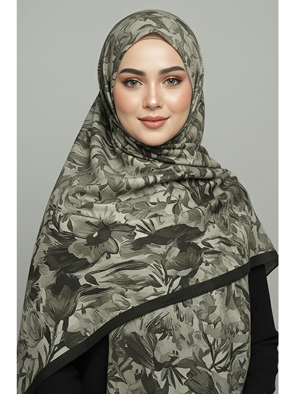 Elegance Flora Serisi Bambu Crash Şal Siyah - 28003-SIYAH