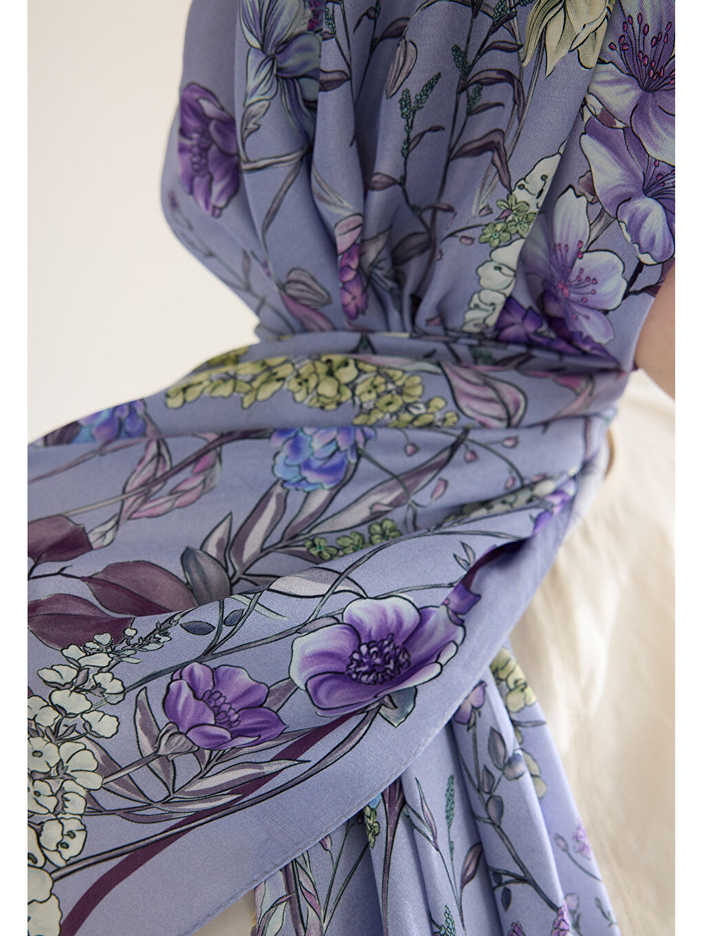 Lila Valentına Floş Viskon Şal Lavanta-3