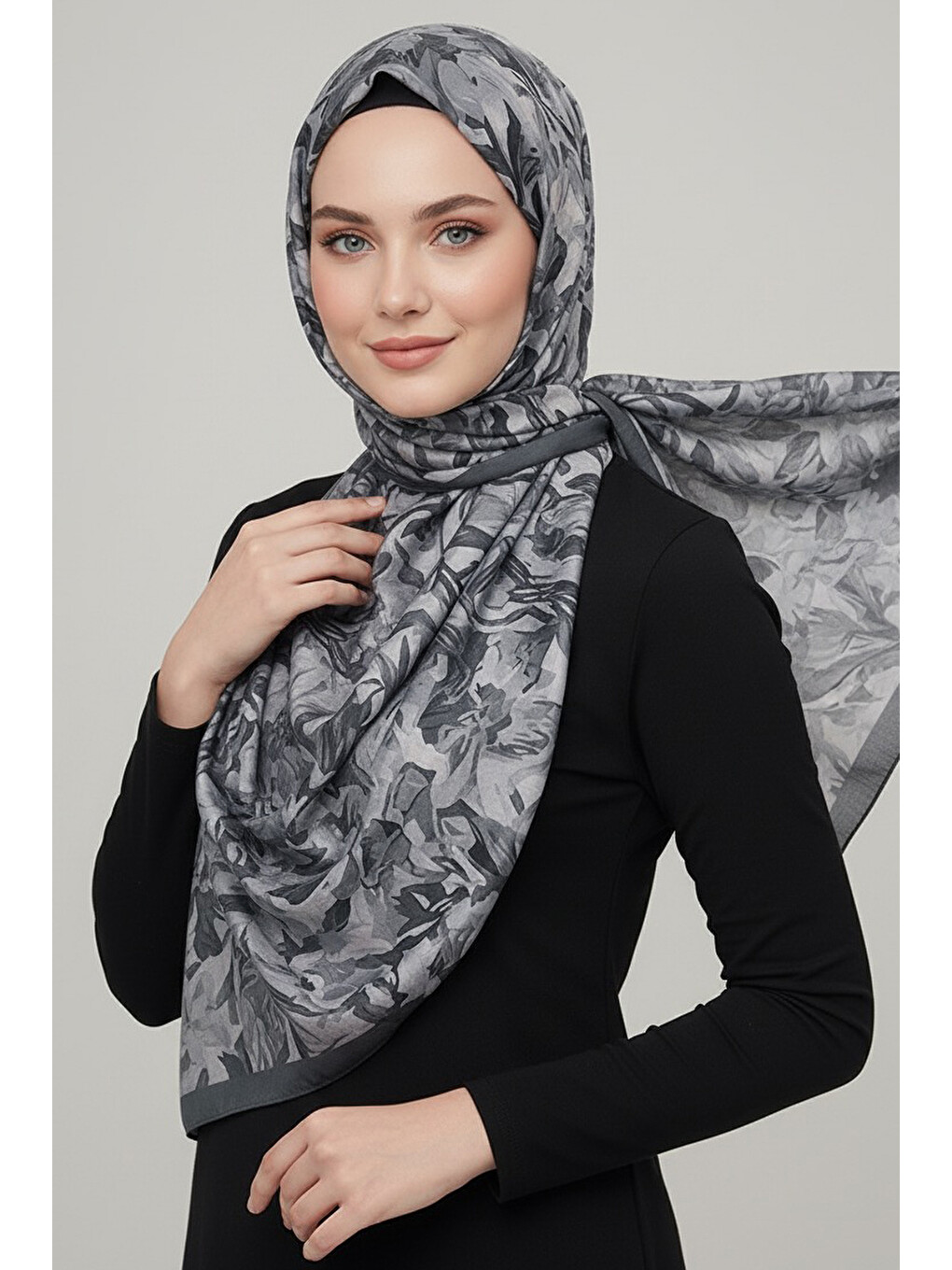 Elegance Flora Serisi Bambu Crash Şal Gri - 28003-GRI