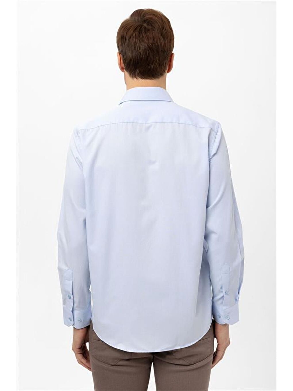 Buz Mavi Regular Armürlü Klasik Yaka Gömlek-3