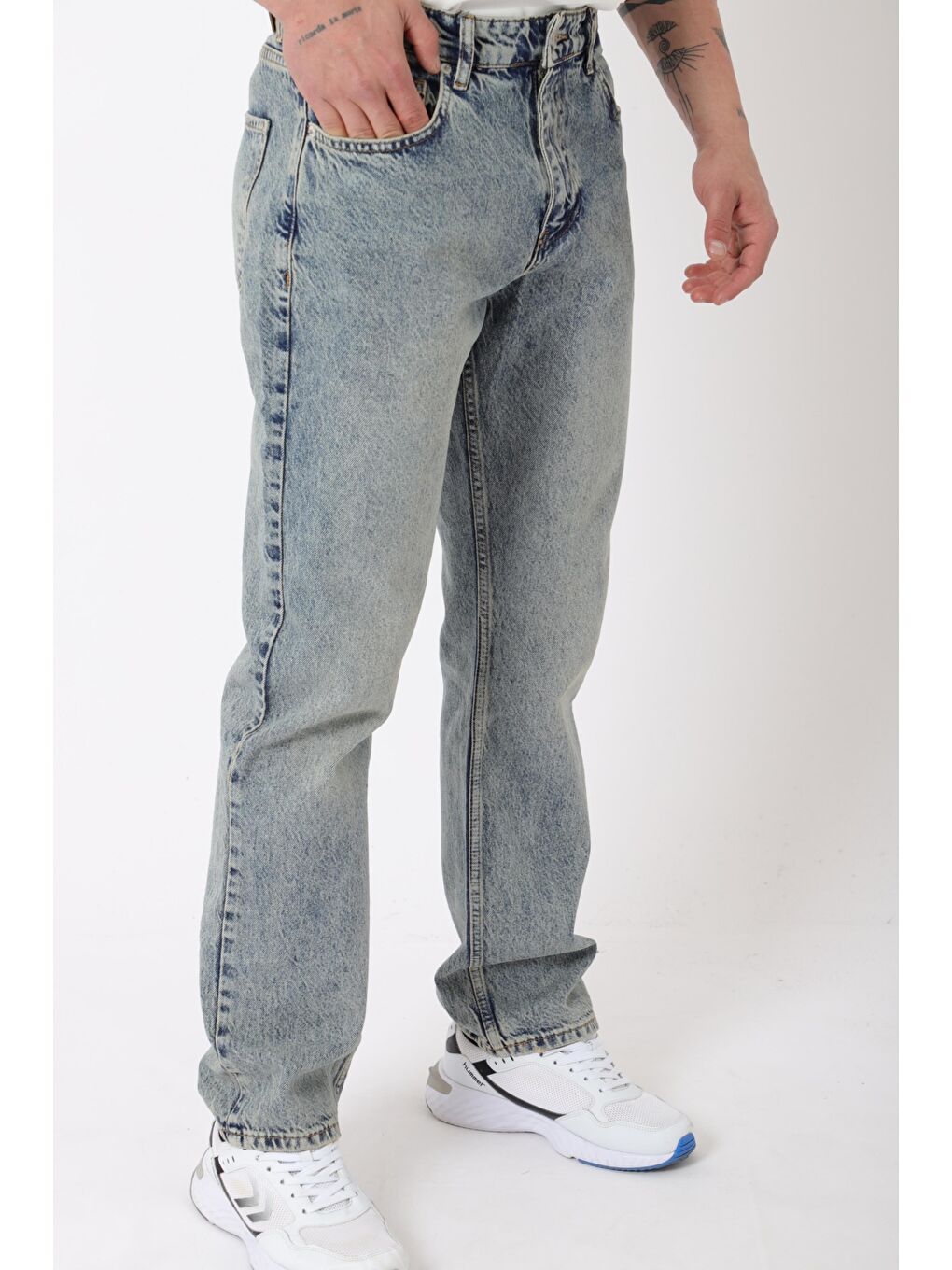 Yeşil Rahat Baggy %100 Pamuk Jean Pantolon MM_0405-1