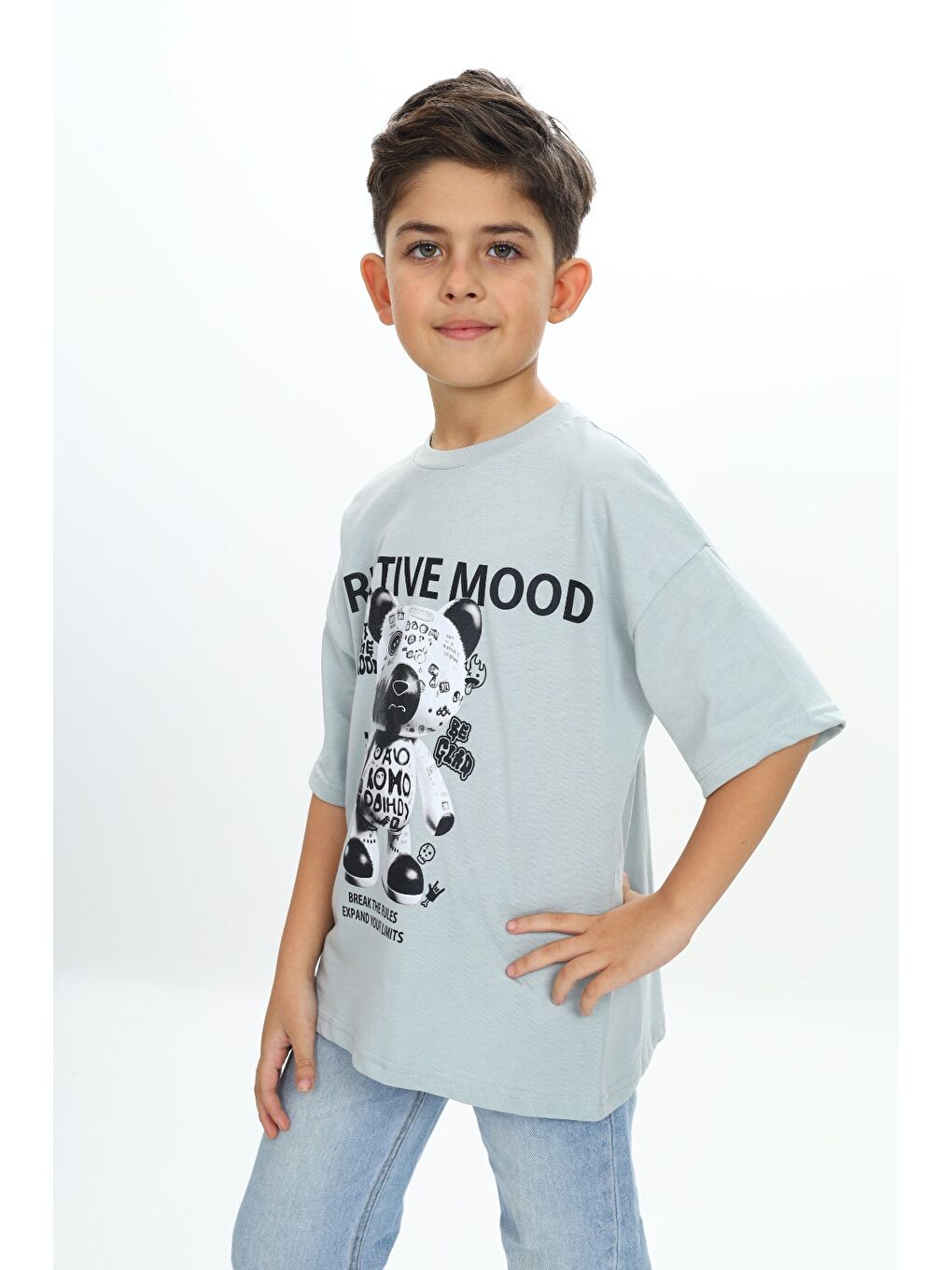 Yeşil Erkek Çocuk Creatıve Mood Baskılı Tişört-2