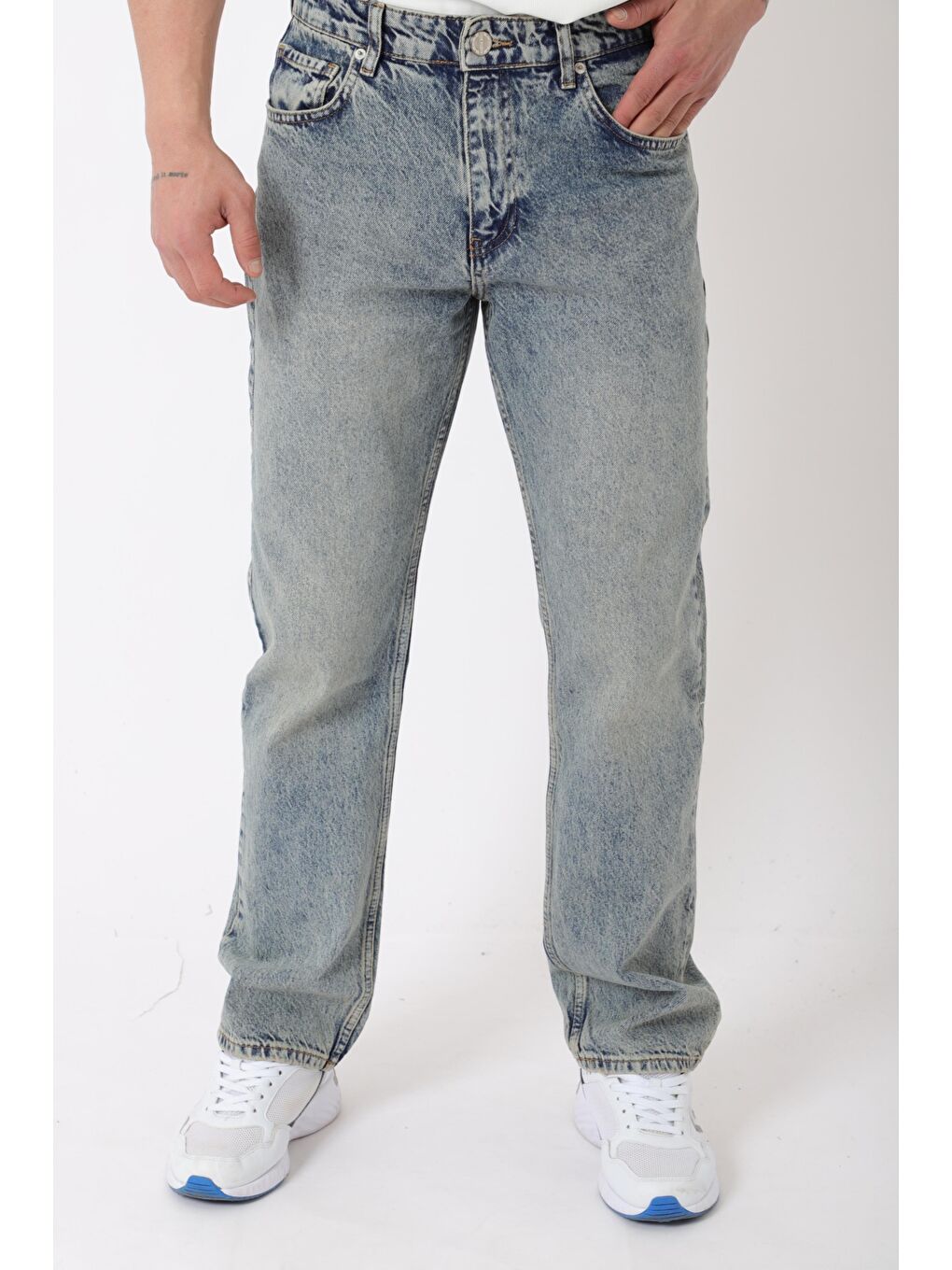 Yeşil Rahat Baggy %100 Pamuk Jean Pantolon MM_0405-2