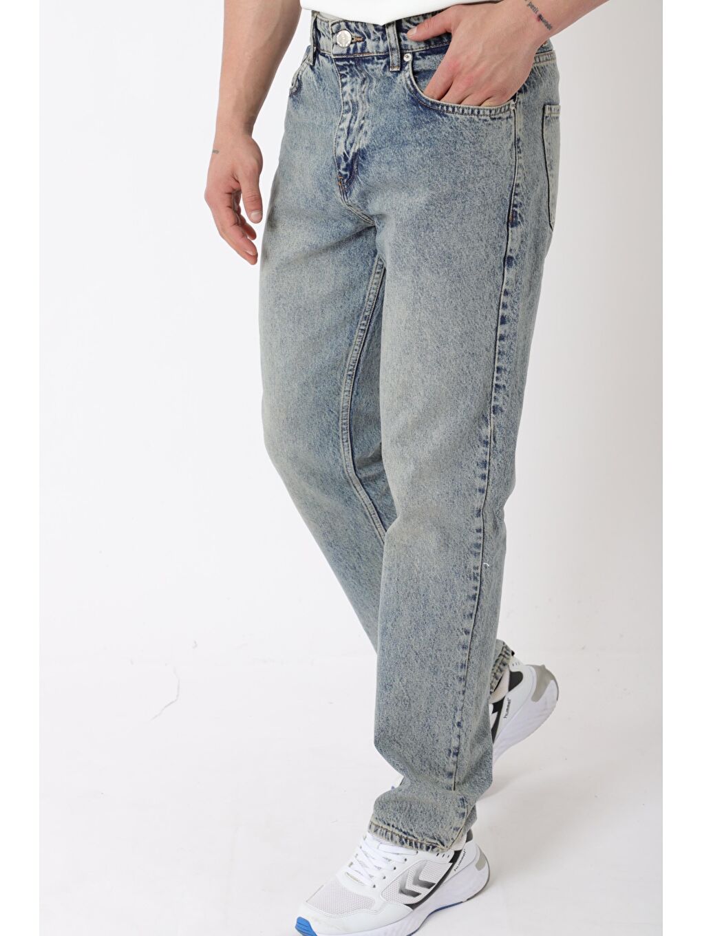 Yeşil Rahat Baggy %100 Pamuk Jean Pantolon MM_0405-3