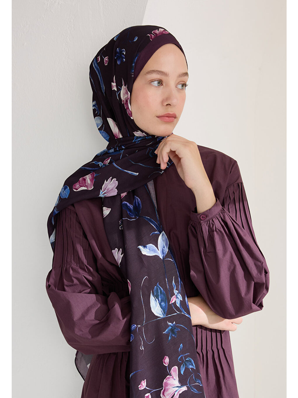 Love Garden Floş Viskon Şal Mürdüm