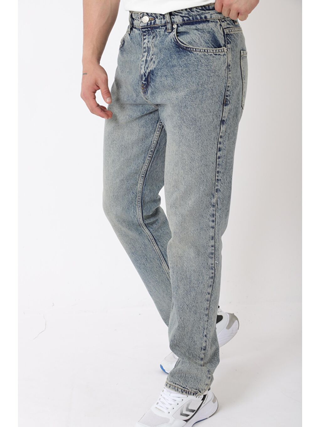 Yeşil Rahat Baggy %100 Pamuk Jean Pantolon MM_0405-4