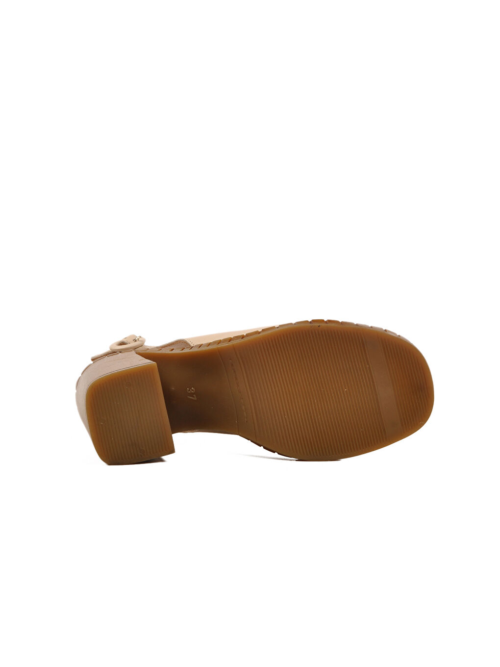 Bej Hakiki Deri Kadın Topuklu Sandalet 2511902Y Z-4