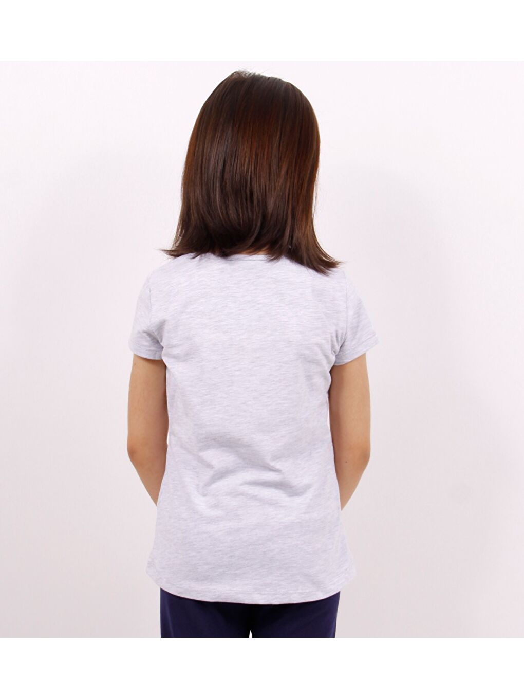 Gri Kız Çocuk Tişört Flamingo Baskılı-1