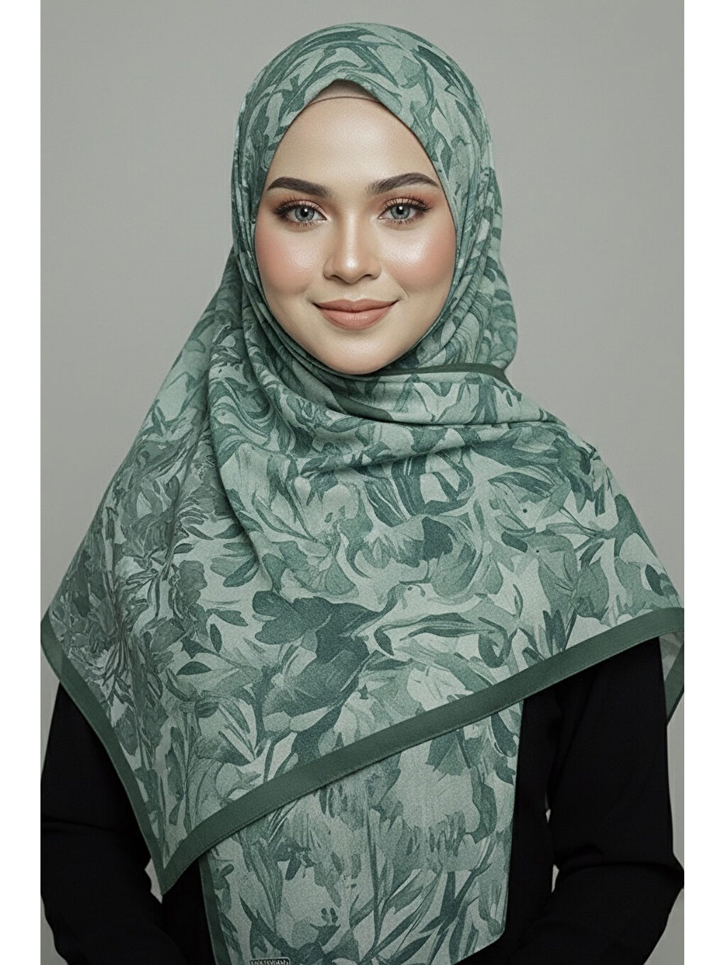 Yeşil Elegance Flora Serisi Bambu Crash Şal Yesil - 28003-YESIL-1